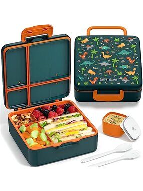 Bento Lunch Box for Kids, Leak Proof Toddler Bento Box with 4 Compartments